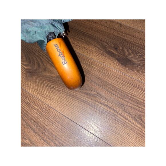 EUC Barbour Tartan Compact Umbrella | Green Blue Plaid w/ Wood curved Handle - Picture 8 of 10